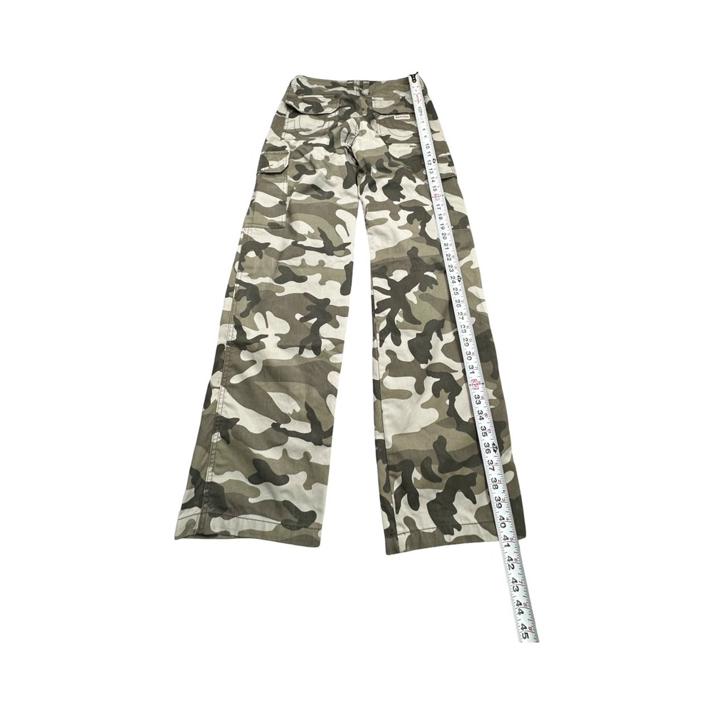 True Religion Cargo Pants Womens 26 Green Camo Wide Leg Utility Military Baggy - Picture 8 of 14